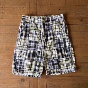Janie and jack blue green patchwork plaid shorts